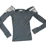 Hollister  Coquette Crochet Lace Long Sleeve Baby Doll Top Size Medium Photo 0