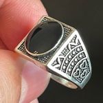 Cute black obsidian S925 silver ring size 8 Photo 6