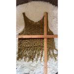 Women’s Gold Boho Crochet Knit Sleeveless Fringe Crop Top Cotton size S Photo 3