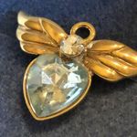 Avon Tiny Angel Birthstone Pin March Simulated Aquamarine CZ Heart Pin Photo 2