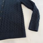 LL Bean Navy Blue Cable Knit Crew Neck Button Cotton Cardigan Sweater Size XL Photo 4