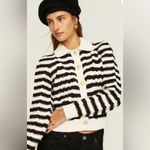 Derek Lam 10 Crosby Daisy Striped Cardigan Sweater Wide Collar Black White Cream Photo 3