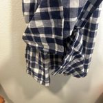 Navy Checkered Sleeveless Linen Dress Blue Size M Photo 5