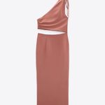 ZARA midi dress cut out fitted drapped muave casual party Photo 9