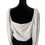 Forever 21 Corset Crop Top Women L White Long Sleeve Square Neck Coastal Cowgirl Photo 9