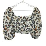 Nocturne Floral Ruched Puff Sleeve Crop Top White Multicolor XS 34 Photo 11