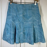 White & Warren Turquoise‎ Embroidered Geometric Skirt Womens 8 Office Church Blue Photo 0