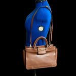 London Fog Vegan Leather Shoulder Satchel Handbag Brown Photo 1