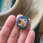 Antique Italian micromosaic sterling silver screw on earring (single) Blue Photo 0