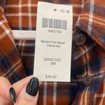 NWT Duluth Orange Blue Plaid Flannel Long Sleeve Button Up Size Small Photo 3