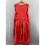 COUNTRY WEAR CASUALS Maxi Dress Womens Large Orange Linen Rayon Silk Embroidered Photo 2