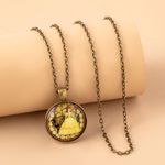 Disney π beauty and the beast Gold Pendant Necklace Photo 0