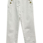 ZARA Gold Button High Waisted Straight Leg Ankle Pants White Cotton size Small Photo 0