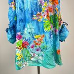 NWOT John Mark Tropical Floral Elbow Cinched Tie Sleeve Tunic Blouse Shirt 1X Photo 7