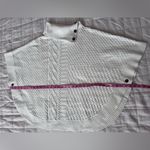 Talbots Cream Patchwork Cableknit Lambswool Blend Mock/ Turtle Neck Poncho-Large Photo 5
