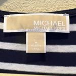 Michael Kors Womens Blue Striped T-Shirt Dress Lace-Up Neck Casual Summer Size L Photo 1