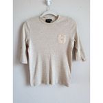 Ralph Lauren Lauren Ralph‎ Lauren LRL Womens Beige 3/4 Sleeve Button Shirt Top Size Medium Photo 3