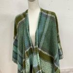 J.Jill  Green Plaid Fringe Cozy Boucle Rana Poncho Cape Womens OS Boho Fall Photo 3