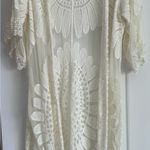 Cream colored scalloped lace swimsuit cover up Size L Photo 3