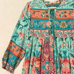 R. Vivimos Floral Tasseled Midi Dress Sz M Boho Gypsy Cottagecore Shirtdress Green Size M Photo 4