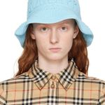 Burberry NEW Bright Topaz Blue Crochet Bucket Hat Photo 0