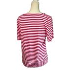 Talbots Striped Tie Front Short Sleeve Top Shirt Pink White Size Small Photo 2