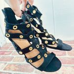 Qupid Black Gladiator Heels 8 Womens Strappy Chunky High Heel Sandals Bold Chic Photo 10