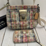 Coach Poppy Madras Sequined Pink Canvas Crossbody With Matching Wallet 9x7” EUC Photo 0