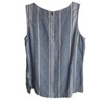 Ellen Tracy  Size Xl Pure Linen Tank Top Blue With White Stripes Costal Nautical Photo 1