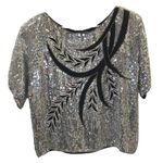J. L. B. Women's Vintage Silver Sequin Silk Blouse Size M Size M Photo 0