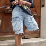 ZARA Womens Baggy Cargo Shorts Y2K 90s Grunge Hip Hop Light Wash Skater 8 NEW Photo 1