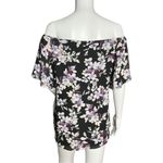White House | Black Market Shirt Womens Small Black Purple Floral Off Shoulder Photo 2