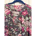 Pink Blush gray and pink floral maternity tunic blouse L Photo 3