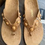 Vionic  Eve ll Jeweled Cork Sandals Orthotic Comfort Thong Flip Flops Tan Size 10 Photo 0