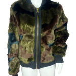 Anthropologie Anthro Marrakech Faux Fur Bomber Jacket Womens Small Multicolor Camo Patchwork Photo 0