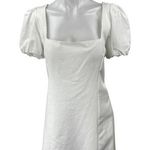 ZARA NEW White Short Puff Sleeve Lace Up Back Square Neck Mini A Line Dress XL Photo 0