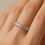 None Silver Eternity Band Ring Baguette & Round CZ Stones Size 11 Photo 0