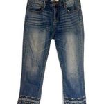Anthropologie Driftwood Colette Jeans Cropped Embroidered Hem Jeans Size 28 Southwestern Boho Photo 0