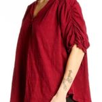 Free People  ruched sleeve top, womens oversize xs short sleeve peasant blouse Photo 10