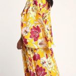 Lulus Mad Love Yellow Floral Print Tie-Front Duster Photo 3