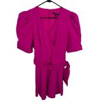 Black Halo NEW  Maricopa Puff Sleeve Belted Romper in Vibrant Pink Women's Sz 10 Photo 1