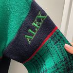 Vintage Preppy Green & Navy Plaid Knit Cardigan Photo 12