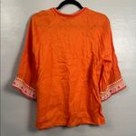 Boden woman's white embroidered 3/4
Sleeve orange Size undefined Photo 1