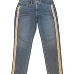 Loft  Skinny Jeans Medium Wash with Striped Detailing Size 28 Petite Photo 1
