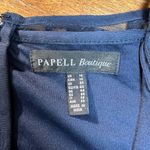 Papell Boutique Dress 16 Navy Blue Sequin Sheath Sheer Long Sleeve Cocktail Zip Photo 9