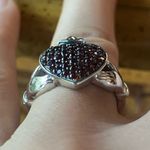 Natural Red Garnet Sterling Silver Claddagh Ring Size 7 Photo 1