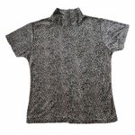 Vintage By Design Mock Neck Velour Leopard Print Short Sleeve Top Multi Photo 0