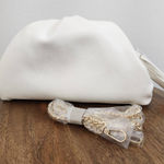 Understated Leather  Cream Clutch with Gold-Tone Chain Mother's Day Gift Photo 0