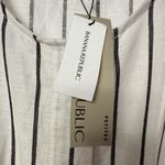Banana Republic NWT  Linen Blend Wide Leg Striped Jumpsuit in White Black Sz 0P‎ Photo 5