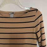 H&M Striped Wide Neck Long Sleeve Button Top Photo 4
